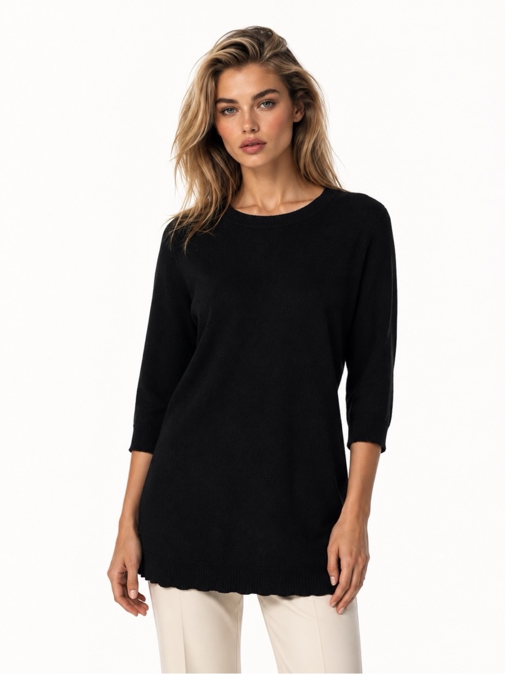 Vince 100% Cashmere Black Crew Neck Tunic Sweater Women’s Size Medium